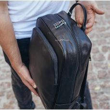 Мужской рюкзак кожаный городской для ноутбука черный Tiding Bag B2-884371A