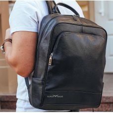 Мужской рюкзак кожаный городской для ноутбука черный Tiding Bag B2-884371A