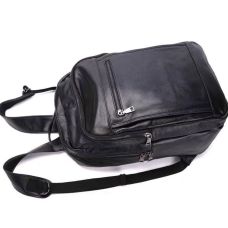 Кожаный мужской  рюкзак для ноутбука и поездок черный Tiding Bag D3-93438