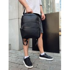 Мужской городской кожаный рюкзак черный Tiding Bag 60320
