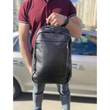 Городской мужской кожаный рюкзак черный Tiding Bag B2-03555A