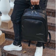Мужской рюкзак кожаный городской для ноутбука черный Tiding Bag B2-884371A