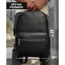 Кожаный мужской рюкзак городской для ноутбука и документов черный Tiding Bag 20334