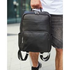 Мужской кожаный рюкзак для ноутбука и поездок черный Tiding Bag 59331