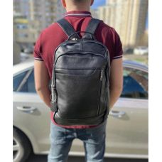 Городской мужской кожаный рюкзак черный Tiding Bag B2-03555A