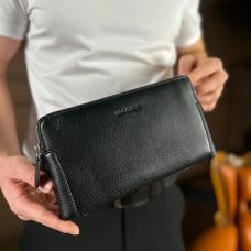 Чорний гаманець-клатч на дві блискавки з натуральної шкіри Marco Coverna МС8747-3