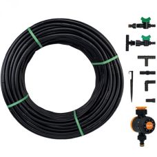 Комплект з крапельної трубкою 50 м та таймером поливу, WATER FLOW DRIP, DSWWF50-SET2-T