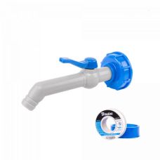 Набор, кран PP 45° с соединением IBCS60x6 для шланга 25 мм с лентой PTFE, IBCS60-GTM453419