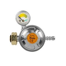 Редуктор газа 30 mbar, 1,5 кг/ч, с предохранительным клапаном и манометром для шланга 9-10 мм, RG A310IE-484-M
