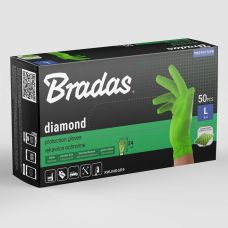 Защитные перчатки DIAMOND, нитриловые, L размер 8-9, зеленые, RWJNDGR9