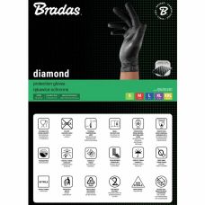 Нітрилові захисні рукавички, DIAMOND, розмір XL, 9-10, чорний, RWJNDBC10