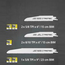 Набор пилочных полотен для пилы сабельной Trotec 5 pieces Wood/Metal Set (6215001201)