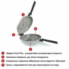 Сковорода двойная Flonal Dura Induction Rocky Twins 28 см с решеткой (RKIWP2830)