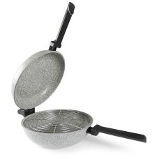Сковорода подвійна Flonal Dura Induction Rocky Twins 28 см з решіткою (RKIWP2830)_Discounted