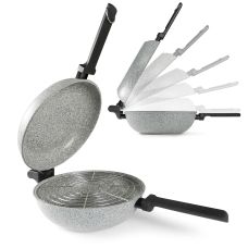Сковорода подвійна Flonal Dura Induction Rocky Twins 28 см з решіткою (RKIWP2830)_Discounted