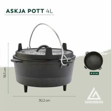 Котел с крышкой Groenberg Askja Pot 25 cm/4 L Black (266016)