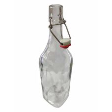 Набор Бутылка под бугельный замок квадратная прозрачная 1000ml + Бугельный замок - 12 шт