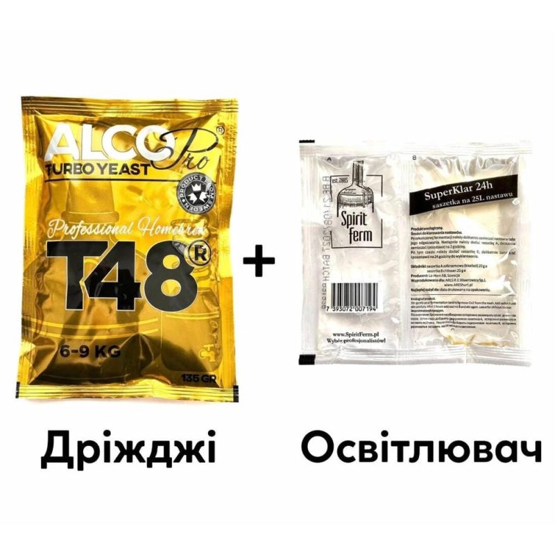 Дрожжи ALCOPRO T48 + Средство для освещения Spirit Ferm SuperKlar 24h