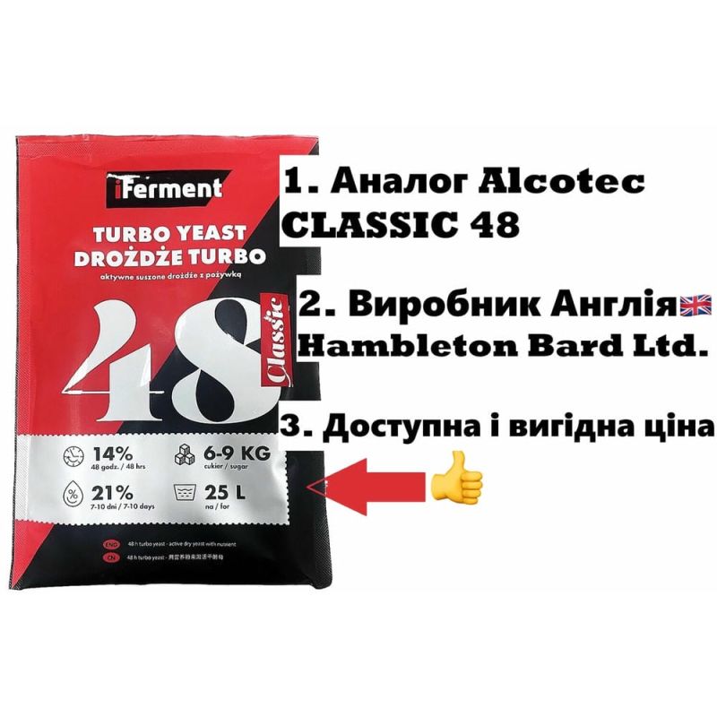 Дріжджі Classic 48 /аналог Alcotec CLASSIC 48/