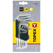 Ключі Torx TOPEX, короткі, CrV, T10-T50, набір 9шт