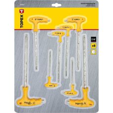 Ключи шестигранные TOPEX, Т-образная рукоятка, CrV, 2-10мм, набор 8шт.