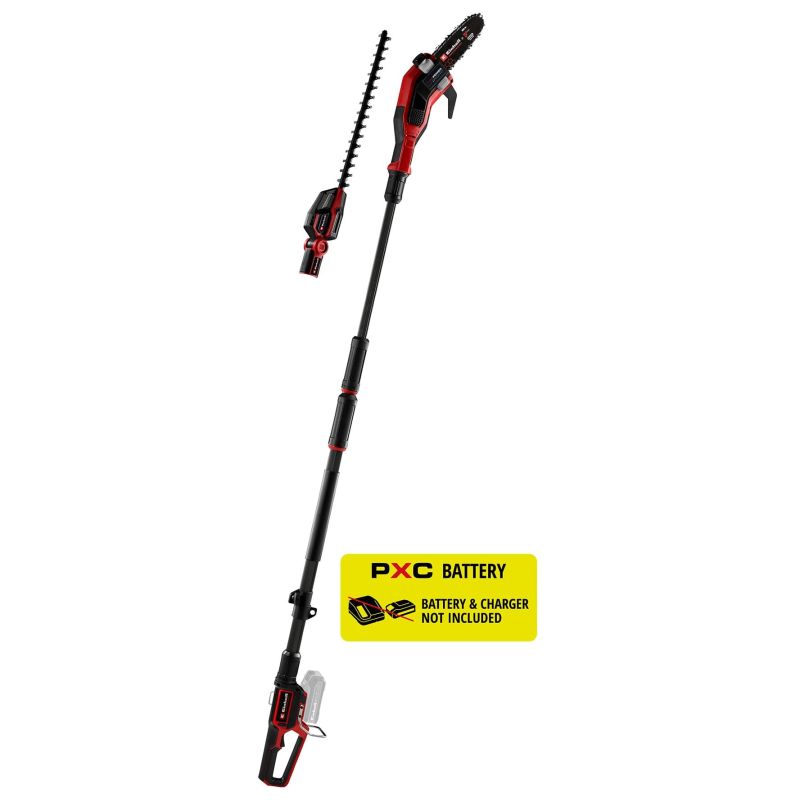 Кущоріз-висоторіз телескопічний акумуляторний Einhell Professional GP-LC 18/20 Li T BL + GP-HH 18/50 Li T BL 18В - набір з 2 насадок: кущоріз 550мм і пилка 200мм 5.93кг без АКБ та ЗП