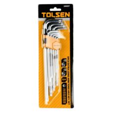Ключі шестигранні Tolsen, подовжені, довгі, кулястий наконечник, Тorx 10-50, CrV, набір 9шт