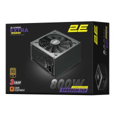 Блок питания 2E GAMING Extra Power (800W), >90%, 80+ Gold, 140мм, 1xMB 24pin(20+4), 2xCPU 8pin(4+4), 3xMolex, 6xSATA, 4xPCIe 8pin(6+2), Modular