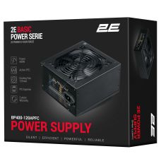 Блок питания 2E Basic Power (400W), >80%, 120мм, 1xMB 24pin(20+4), 1xCPU 8pin(4+4), 3xMolex, 4xSATA, 1xPCIe 8pin(6+2)