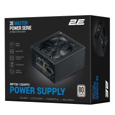 Блок питания 2E Master Power (750W), >80%, 80+ White, 120мм, 1xMB 24pin(20+4), 1xCPU 8pin(4+4), 3xMolex, 5xSATA, 4xPCIe 8pin(6+2)