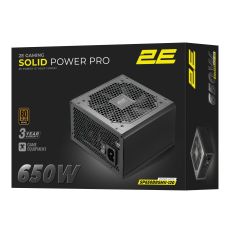 Блок питания 2E GAMING Solid Power Pro ATX3.1 GEN5.0 (650W), >85%, 80+ Bronze, 120мм, 1xMB 24pin(20+4), 2xCPU 8pin(4+4), 3xMolex, 6xSATA, 4xPCIe Semi Modular