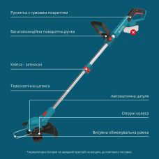 Тример садовий акумуляторний Konner&Sohnen KS CST-20V 20В літій-іонна 8000об/хв 2.8кг без АКБ за ЗП