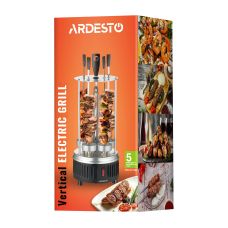 Электрошашлычница ARDESTO 900 Вт, 5 шампуров, вращение 360°, U-образные нагреватели, алюмин. кожух, нерж
