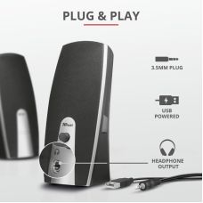 Акустична система Trust Mila 2.0, USB/AUX, чорний