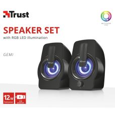 Акустическая система Trust Gemi 2.0, USB/AUX, RGB, черный