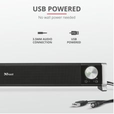 Акустическая система Trust Asto Саундбар, USB/AUX, черный