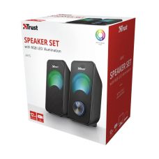 Акустическая система Trust Arys 2.0, 14Вт, USB/AUX, RGB, черный