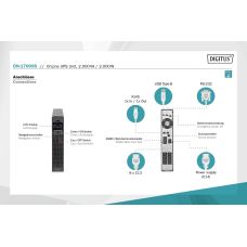 Источник бесперебойного питания DIGITUS 2000VA/2000W, RTU2, LCD, RJ45, RS232, USB, 8xC13