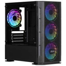 Корпус 2E GAMING Calleo GB700 без БП 2xUSB3.0, 1xUSB2.0, 4x120мм ARGB, VGA 320мм, LCS ready, контроллер с пультом, TG Side Window, mATX, черный