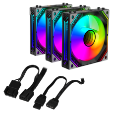 Корпусные вентиляторы 2E GAMING Air Cool Magic Mirror ACF120MB-ARGB, 3x120мм, 2000rpm, 4pin PWM +5VARGB, 20.5dBa, черный