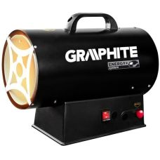 Теплова гармата газова GRAPHITE, акумуляторна 18В, 15кВт, 120м2, 320м3/год, IP24, чорний, 5кг