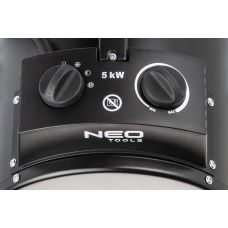 Теплова гармата електрична Neo Tools, 5кВт, 100м2, 366м3/год, 380В, нагрів. елемент - нерж. сталь, IPX4, чорний, 6.44кг