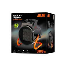 Тепловая пушка электрическая 2E Ceramic, 3кВт, 30м2, 280м3/час, керамический нагрев. элемент (PTC), чёрный, 2.85кг