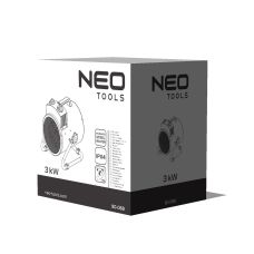 Тепловая пушка электрическая Neo Tools, 3кВт, 80м2, 354м3/час, нагрев. элемент – нерж. сталь, IPX4, черный, 3.5кг