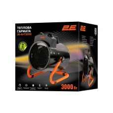 Тепловая пушка электрическая 2E Stainless, 3кВт, 30м2, 286м3/час, нагрев. элемент – нерж. сталь, IPX4, черный, 3.4кг