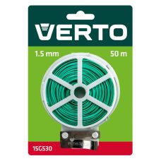 Проволока садовая Verto, ПВХ-оболочка, с обрезчиком, 0.15смх50м, зеленая