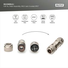Коннектор DIGITUS CАТ 6A M12 F, X-кодированный, STP, IP67