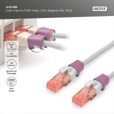 Клипсы DIGITUS для патч-кордов, маджента, 100 шт.