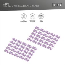 Кліпси DIGITUS для патч-кордів, фіолетові, 100 шт.