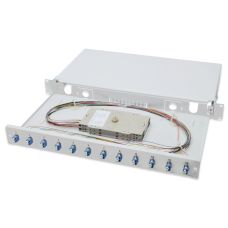Оптична панель DIGITUS 19' 1U, 12xLC duplex, incl, Splice Cass, OS2 Color Pigtails, Adapter